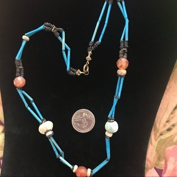 Pre-Columbian Carved Stone, Tiny Clay Rondelles & Turquoise Mummy Beads
